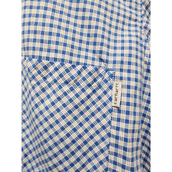 Carhartt Shirt Men Large Blue Plaid Pockets Classic Preppy - Picture 3 of 10